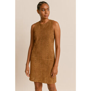 Vintage Mario Valentino Dress Womens Medium Suede Leather Studded Italy 70s